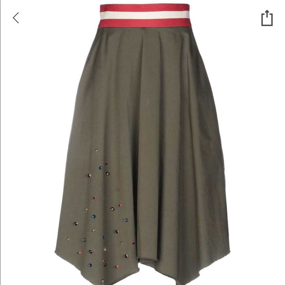 Bazaar Deluxue Military Green Studded Skirt - M